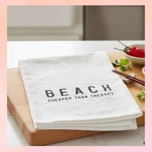 Beach is Cheaper Than Therapy Tea Towel